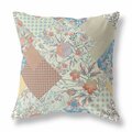 Homeroots 16 in. Boho Floral Indoor & Outdoor Throw Pillow Cream Red & Blue 413950